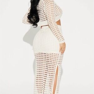 Fashion Nova Cream Crochet Maxi Skirt set